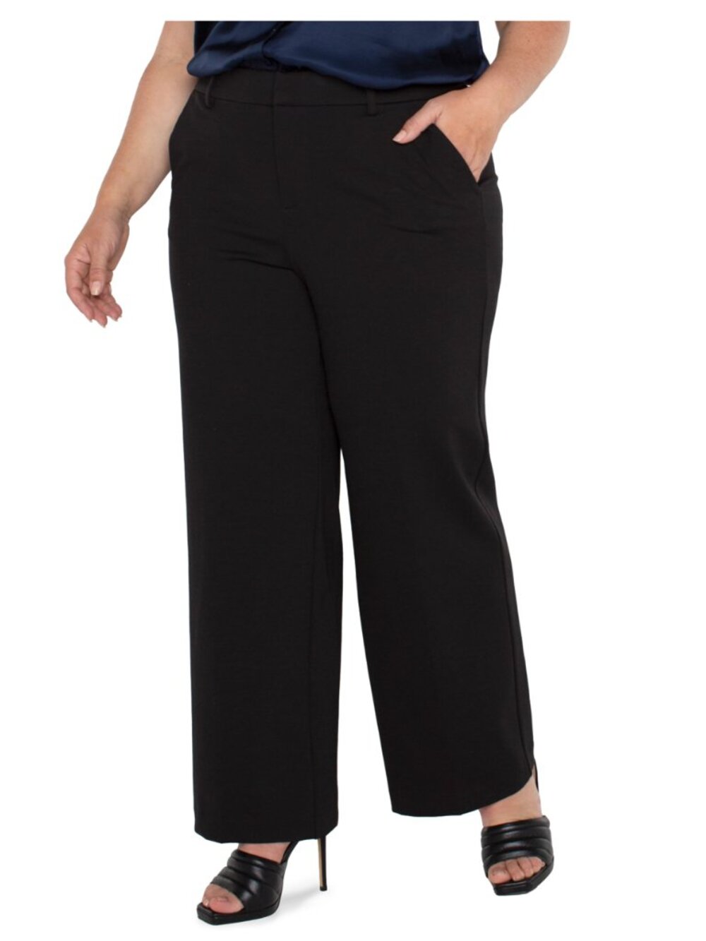 Liverpool Wide Leg Trouser in Black - 18W